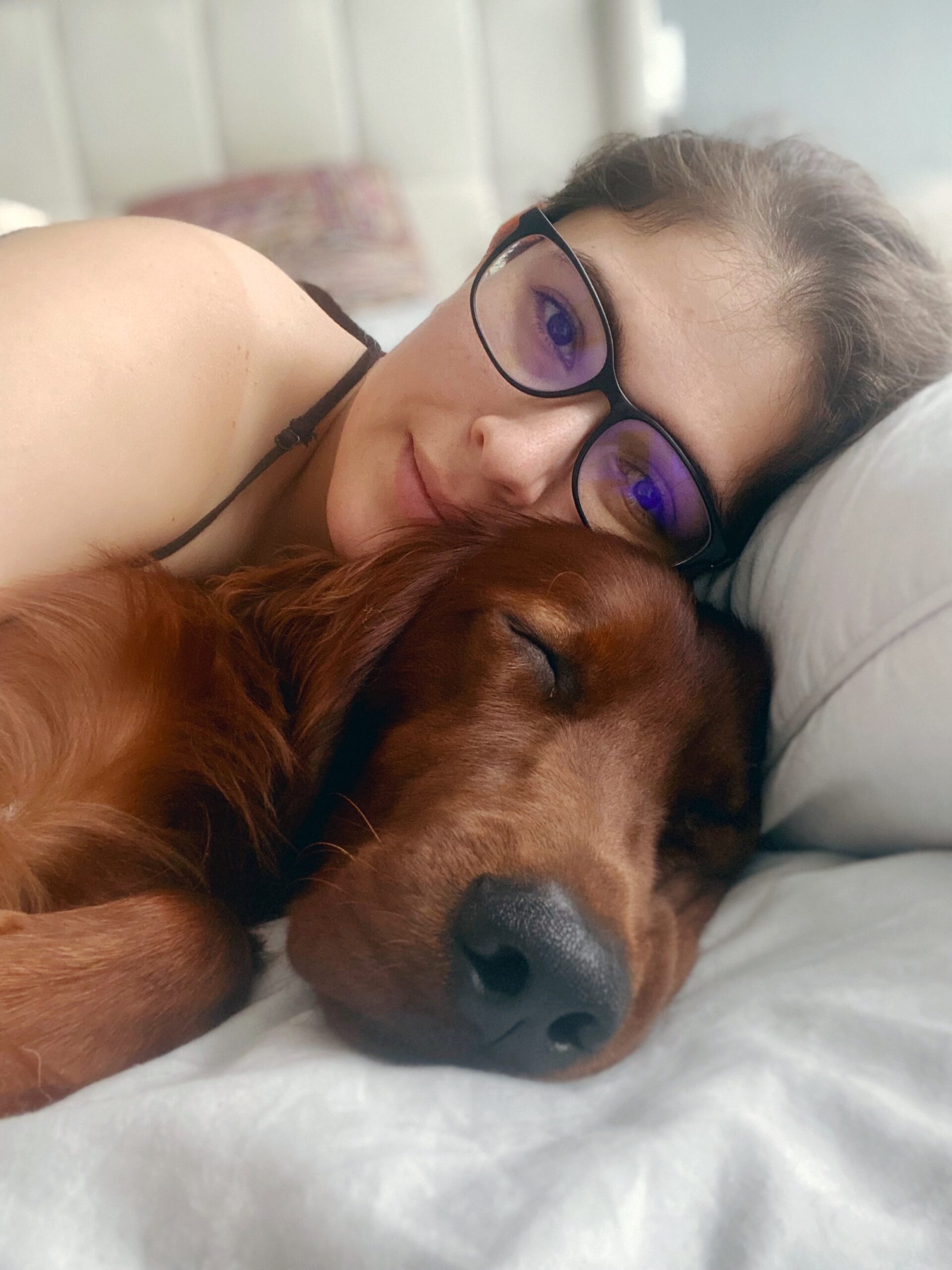 Cuddling with my dog